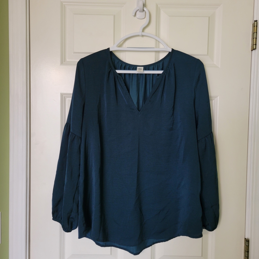 Old Navy Teal V-Neck Long Sleeve Blouse